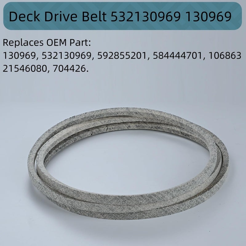 Holdly 1/2 x 92.5'' Mower Drive Belt 532130969 130969, Drive Belt for Husqvarna YTH24K48 YTH2348 LGT2654 YTH22V46 LGT2554 Craftsman Poulan 592855201 584444701 532 13 09-69 21546080 704426 (130969) - Image 2